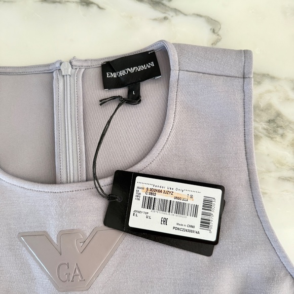 EA7 EMPORIO ARMANI Womans Gray GA Logo Stretch Tank Top Lg/Sm, 3D2K6A - Picture 11 of 12